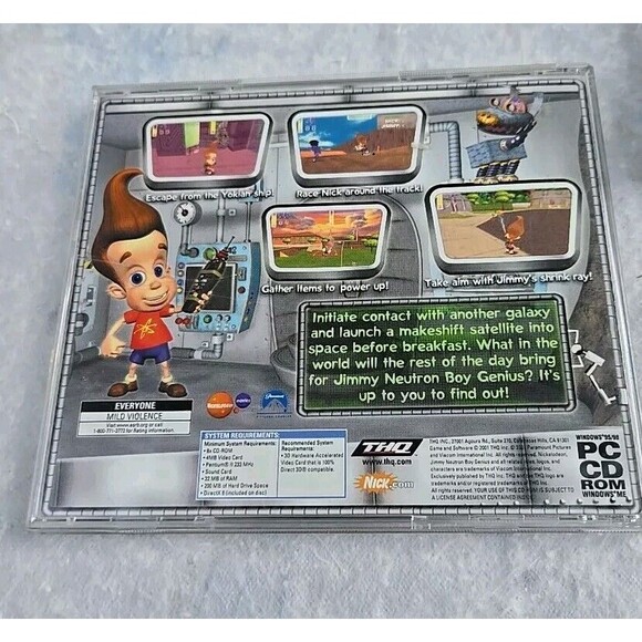 Jimmy Neutron: Boy Genius PC CD ROM Game 2001 Vintage Nickelodeon Disc & Case - Picture 2 of 11